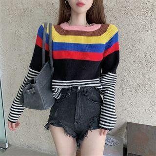 Color Block Striped Knitted Top
