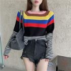 Color Block Striped Knitted Top