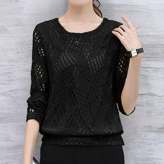 Long-sleeve See-through Knit Top