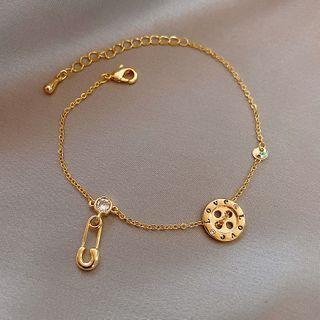 Alloy Button Bracelet 1 Piece - As Shown In Figure - One Size