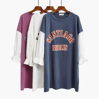 Lantern Sleeve Lettering T-shirt Dress