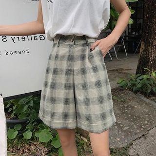 Plaid Linen Shorts