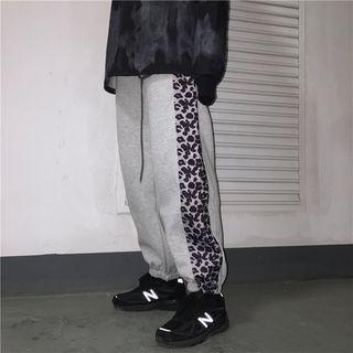 Leopard Print Panel Sweatpants