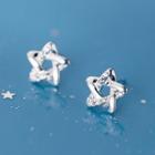 Rhinestone 925 Sterling Silver Star Earring 1 Pair - S925 Silver - As Shown In Figure - One Size