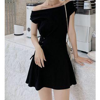 Lace Up Off-shoulder Mini A-line Dress
