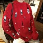 Round-neck Christmas Printed Sweater
