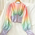 Long-sleeve Dyed Crop Top