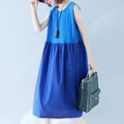 Sleeveless Two-tone A-line Midi Dress