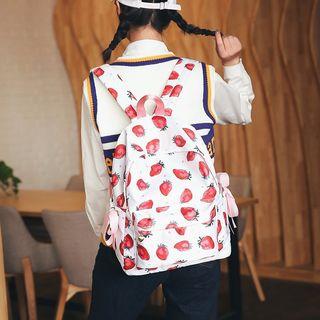 Canvas Printed Bow-tied Backpack