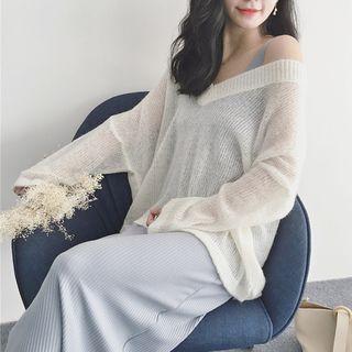 Plain Midi Tank Dress / Plain V-neck Sweater