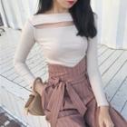 Cutout Long-sleeve T-shirt / Wide Leg Pants