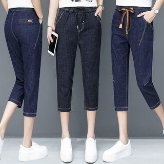 Stitched Trim Cropped Jeans