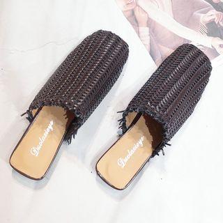 Square-toe Woven Mules