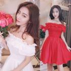 Off Shoulder Short-sleeve A-line Party Dress