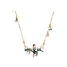 Fashion And Elegant Plated Gold Enamel Bird Cherry Blossom Necklace Golden - One Size