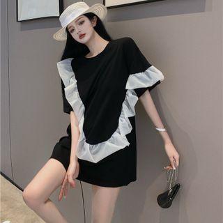 Short-sleeve Ruffle Dress As Figure - One Size