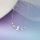 925 Sterling Silver Faux Crystal Deer Horn Pendant Necklace
