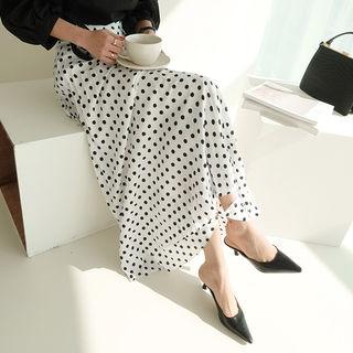 Polka Dot Maxi Pleat Skirt
