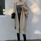 Cable Knit Cardigan / Skinny Jeans / Leopard Print Tube Top