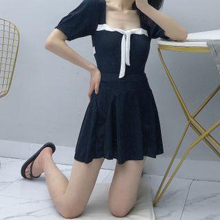 Puff-sleeve Bow Swimdress