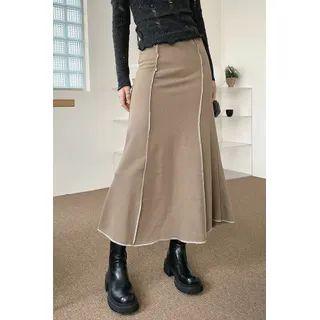 Overlock-stitched Maxi Mermaid Skirt