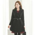Wide-collar A-line Coat With Belt