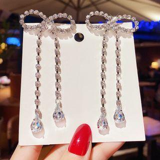 Rhinestone Bow Earring E0297 - 1 Pr - Transparent - One Size