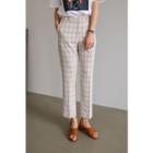 Cropped Flat-front Checked Pants
