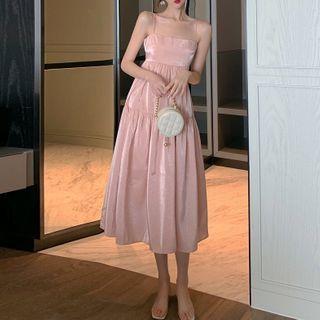 Spaghetti Strap Midi A-line Satin Dress / Top