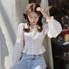 Ruffle Hem Blouse White - One Size