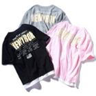 Short-sleeve Lettering Mock Two-piece T-shirt