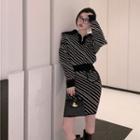 Striped Zip Top / Striped Skinny Mini Skirt