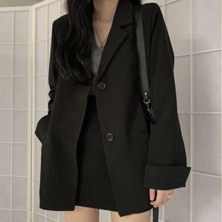 Set : Long-sleeve Blazer + High-waist Skirt