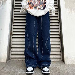 Contrast Stitching Loose Fit Jeans