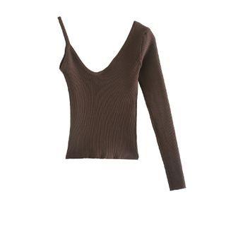Plain One-shoulder Knit Top