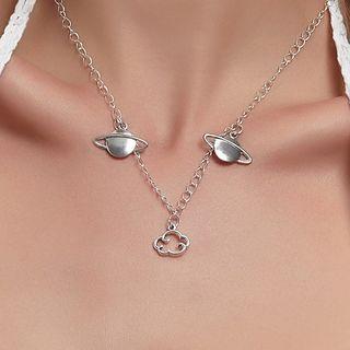 Alloy Planet Pendant Necklace 01 - Silver - 2073 - One Size