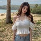 Elbow-sleeve Cold-shoulder Crop Top