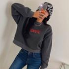 Roar Printed Fleece-lined Cropped Sweatshirt