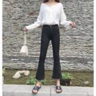Cropped Slit Back Boot Cut Jeans