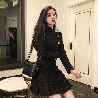 Single-breasted Long-sleeve Mini A-line Dress
