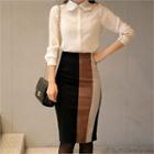 Color-block H-line Midi Skirt