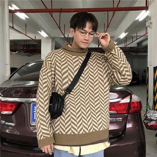 Couple Matching Turtleneck Herringbone Sweater
