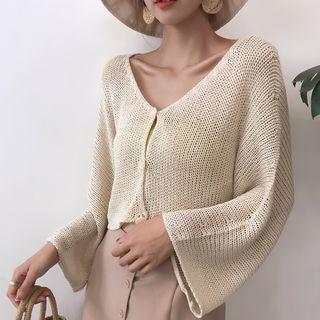 Wide-sleeve V-neck Cardigan