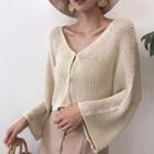 Wide-sleeve V-neck Cardigan