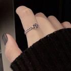 925 Sterling Silver Moon Chained Open Ring Silver - One Size