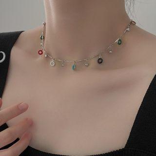 Color Donut Fringe Necklace Silver - One Size
