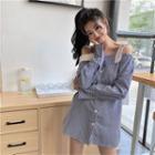 Off-shoulder Striped Blouse As Figure - One Size