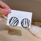 Zebra Print Stud Earring 1 Pair - Circle - Black & White - One Size