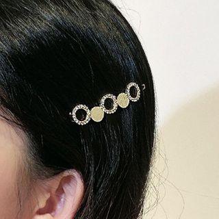 Rhinestone Alloy Disc Hair Clip 01 - One Shape Frog Button - One Size