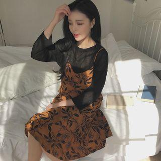 Strappy Floral Chiffon A-line Dress